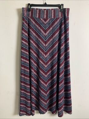 Westport Chevron Maxi Skirt in Navy and Red